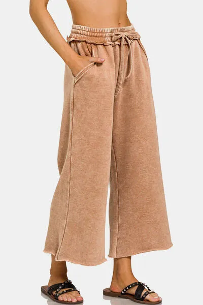 Zenana Acid Wash Fleece Wide Leg Pants sold by Charming Charlie product image thumbnail 2
