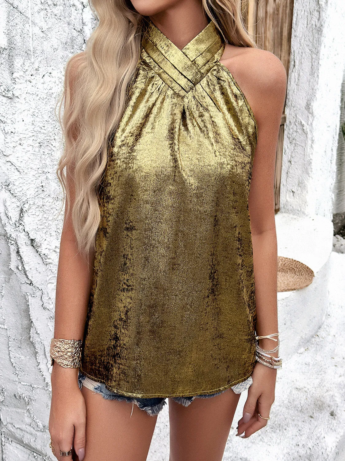 Ruched Grecian Neck Tank sold by Charming Charlie product image thumbnail 4