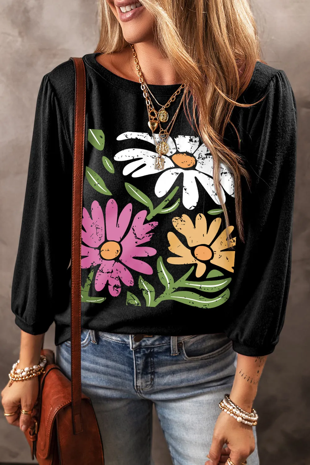 Flower Graphic Round Neck Long Sleeve Top sold by Charming Charlie product image thumbnail 2