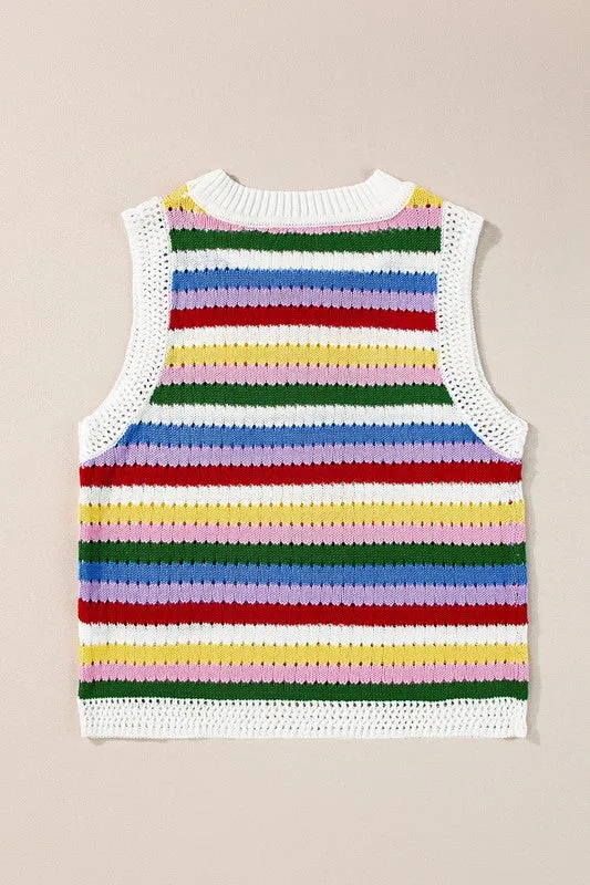 Women Striped Knitted Eyelet Slim Sweater Vest sold by Charming Charlie product image thumbnail 5