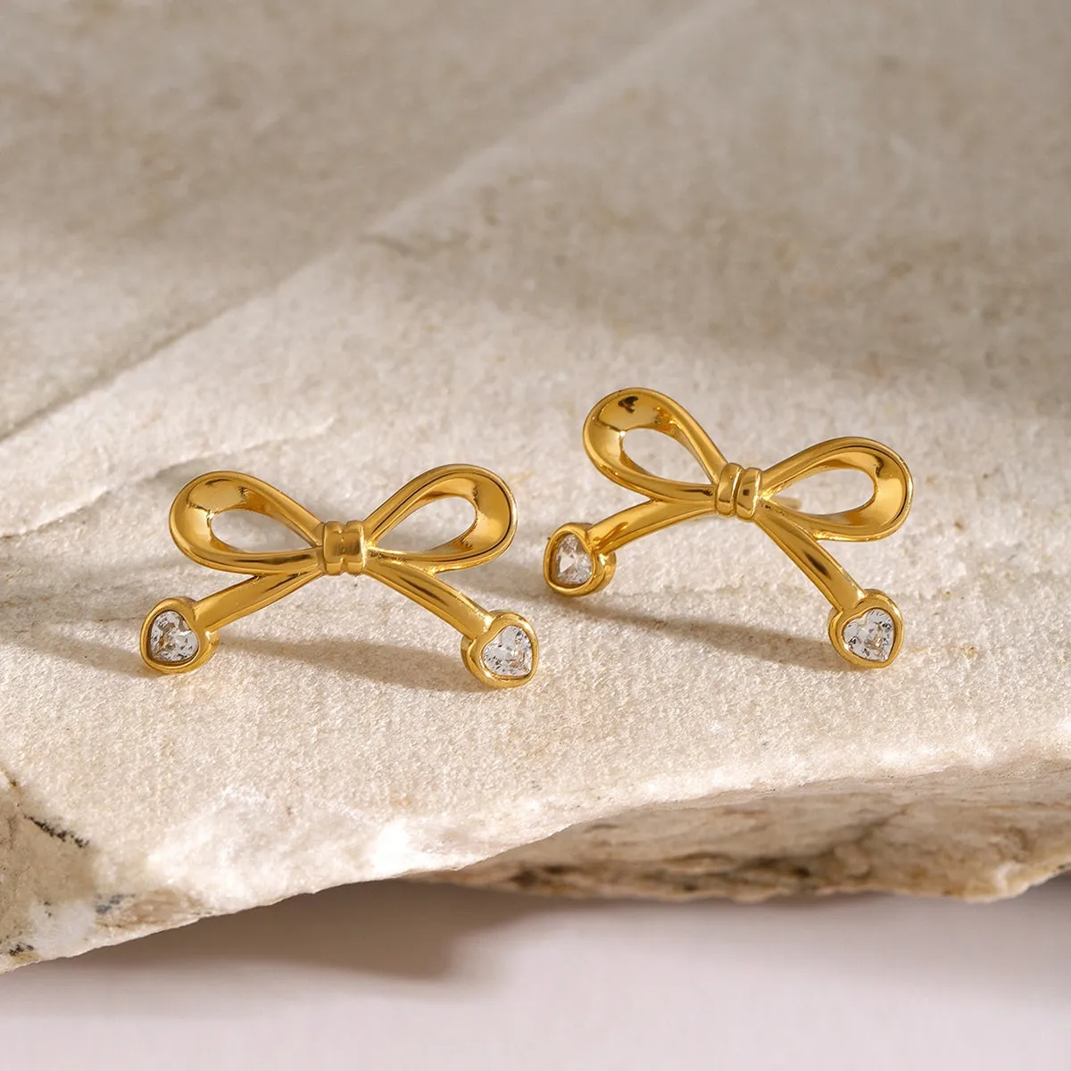 Stainless Steel Inlaid Zircon Bow Earrings sold by Charming Charlie product image thumbnail 3