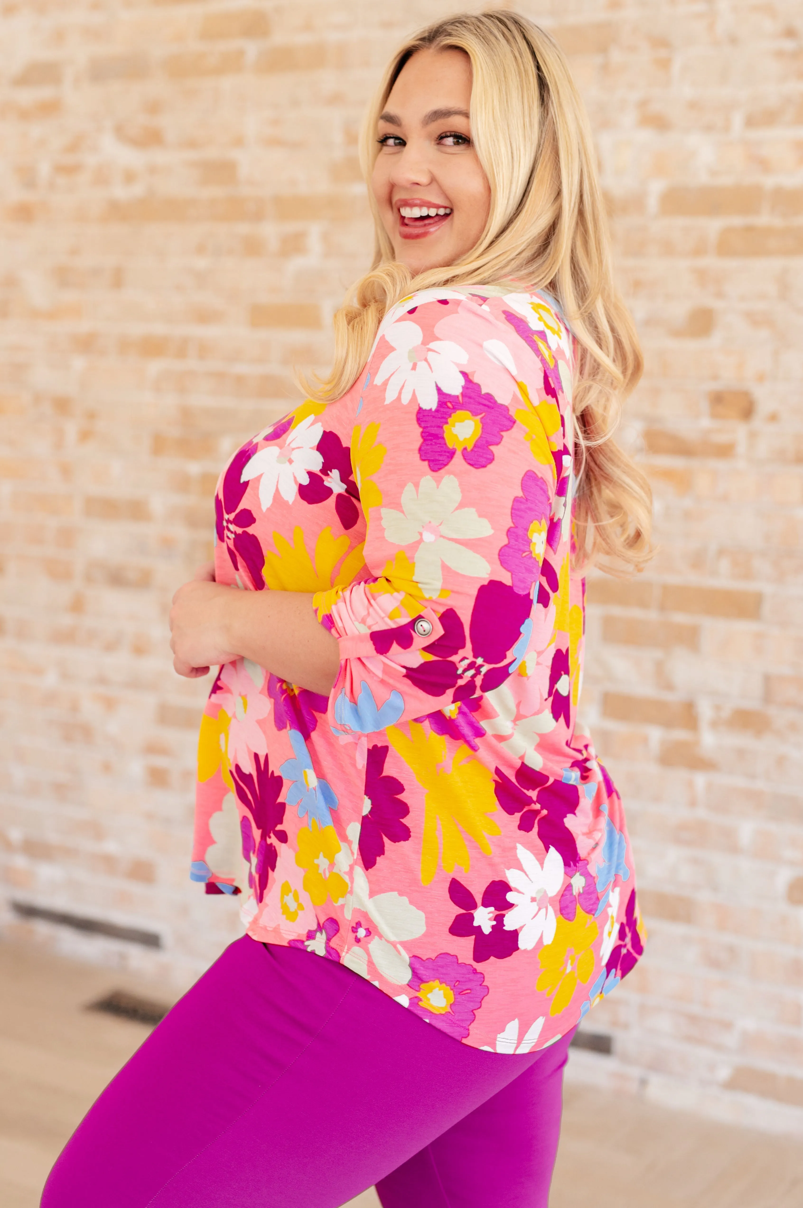 Lizzy Top in Coral and Magenta Painted Floral sold by Charming Charlie product image thumbnail 5