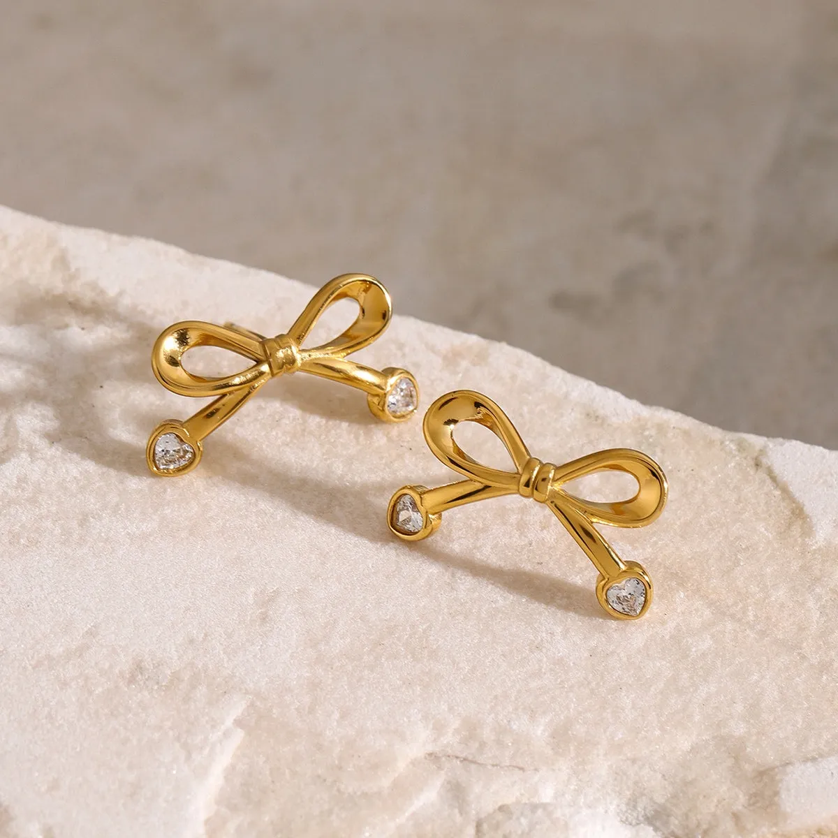 Stainless Steel Inlaid Zircon Bow Earrings sold by Charming Charlie product image thumbnail 4