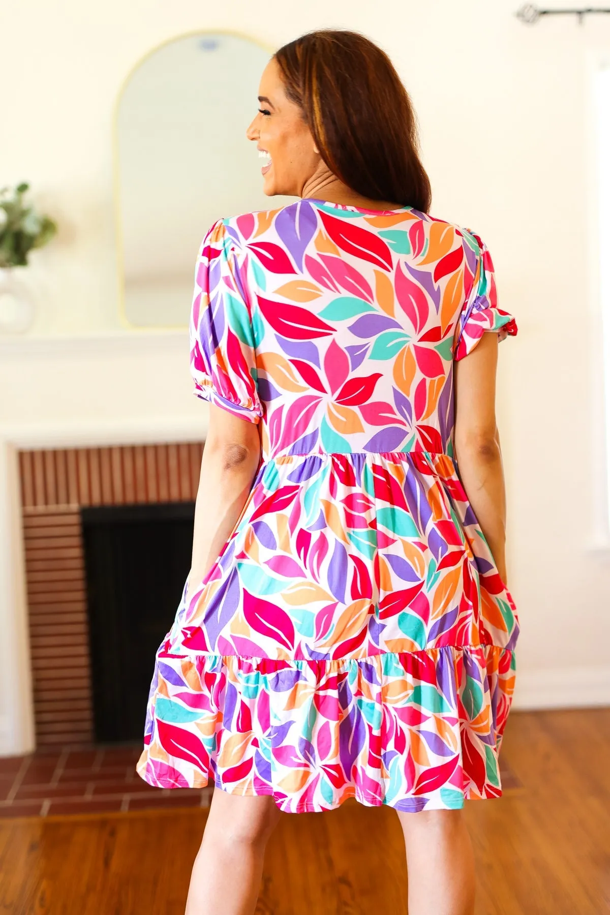 Feel Your Best Multicolor Floral Tiered Front Tie Pocketed Dress sold by Charming Charlie product image thumbnail 2