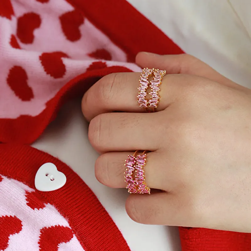 Brass Zircon Double-Layered Open Ring sold by Charming Charlie product image thumbnail 3