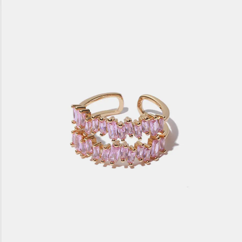 Brass Zircon Double-Layered Open Ring sold by Charming Charlie