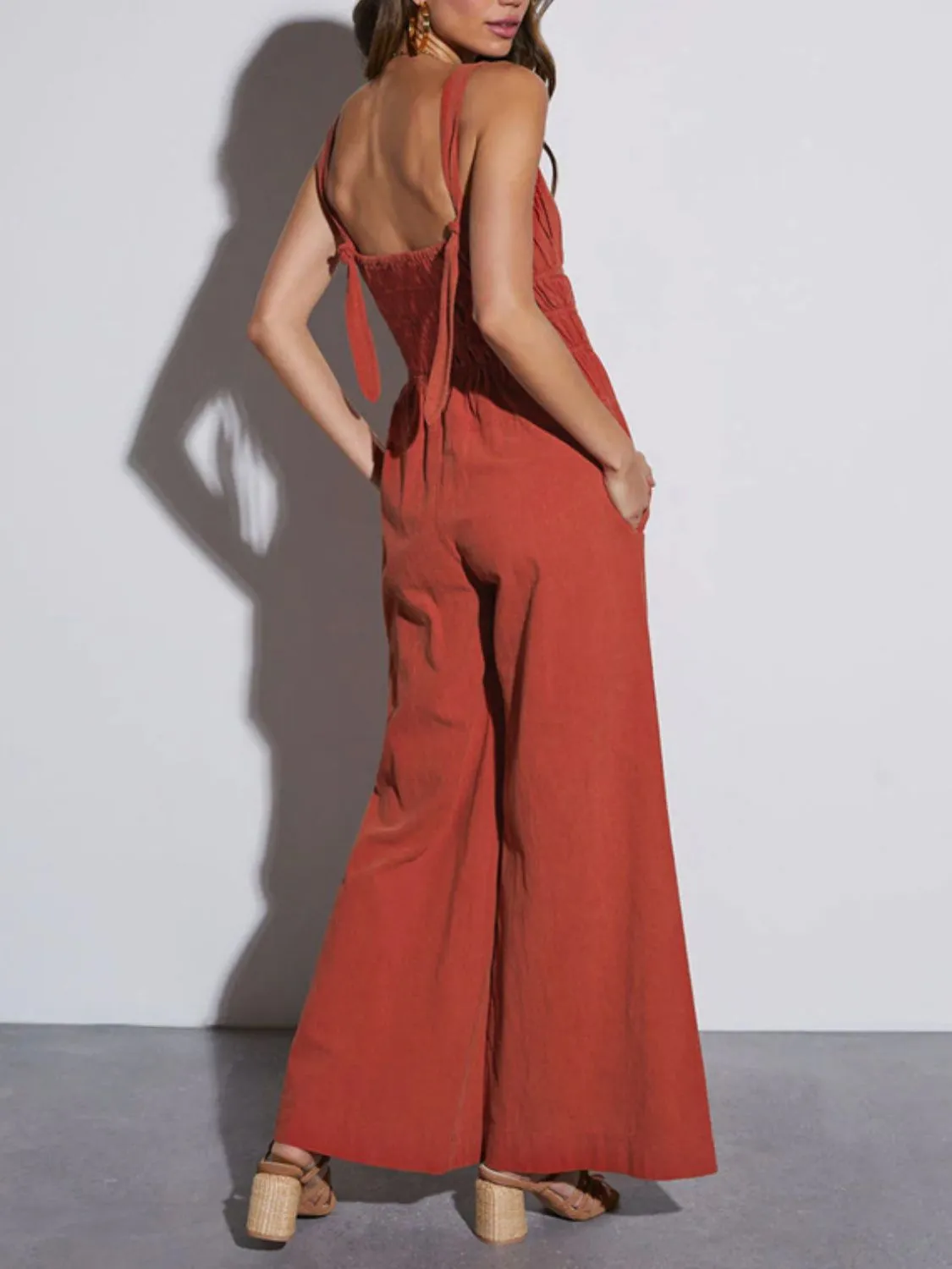 Ruched Wide Strap Jumpsuit with Pockets sold by Charming Charlie product image thumbnail 2