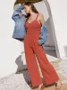 Ruched Wide Strap Jumpsuit with Pockets sold by Charming Charlie