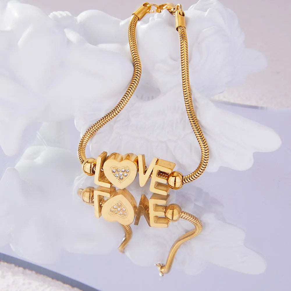 Titanium Steel Rhinestone Letter Bracelet sold by Charming Charlie product image thumbnail 3