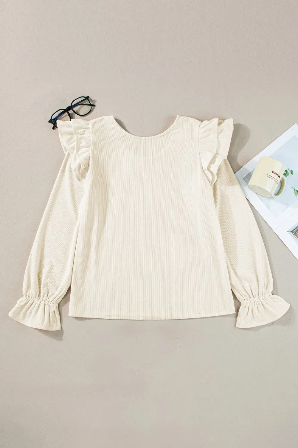 Ruffled Round Neck Flounce Sleeve Top sold by Charming Charlie product image thumbnail 3