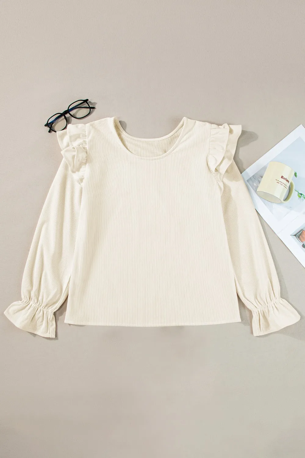 Ruffled Round Neck Flounce Sleeve Top sold by Charming Charlie product image thumbnail 2