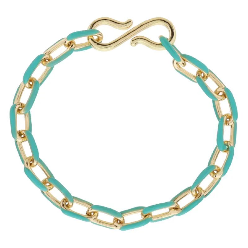 Turquoise Enamel Cable Chain Bracelet, S-Hook Closure sold by Charming Charlie