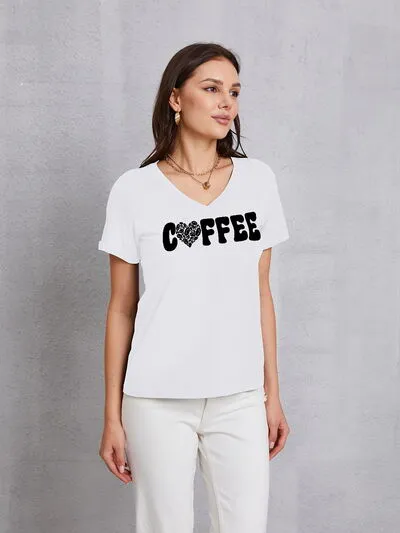 COFFEE V-Neck Short Sleeve T-Shirt sold by Charming Charlie product image thumbnail 5