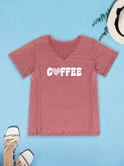 COFFEE V-Neck Short Sleeve T-Shirt sold by Charming Charlie product image thumbnail 3