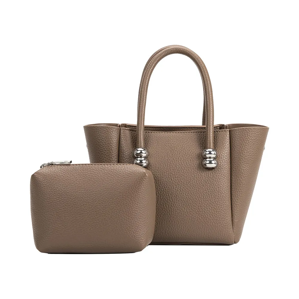 Harlow Taupe Recycled Vegan Top Handle Bag sold by Charming Charlie product image thumbnail 4