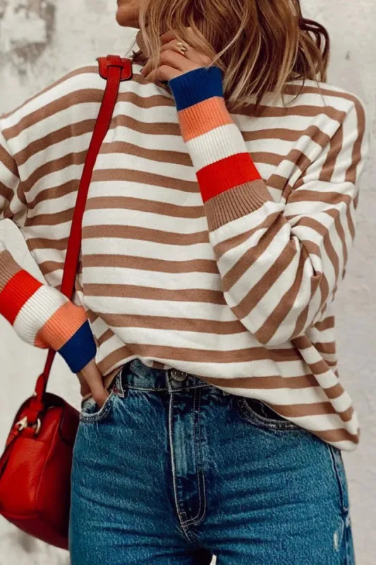 Striped Turtleneck Long Sleeve Sweater sold by Charming Charlie