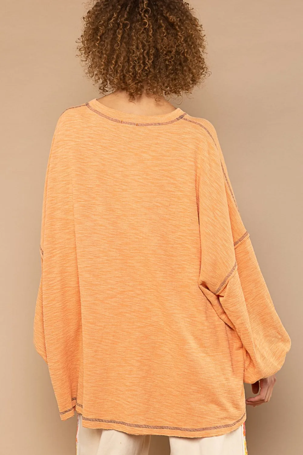 POL Exposed Seam Round Neck Long Sleeve Top sold by Charming Charlie product image thumbnail 2