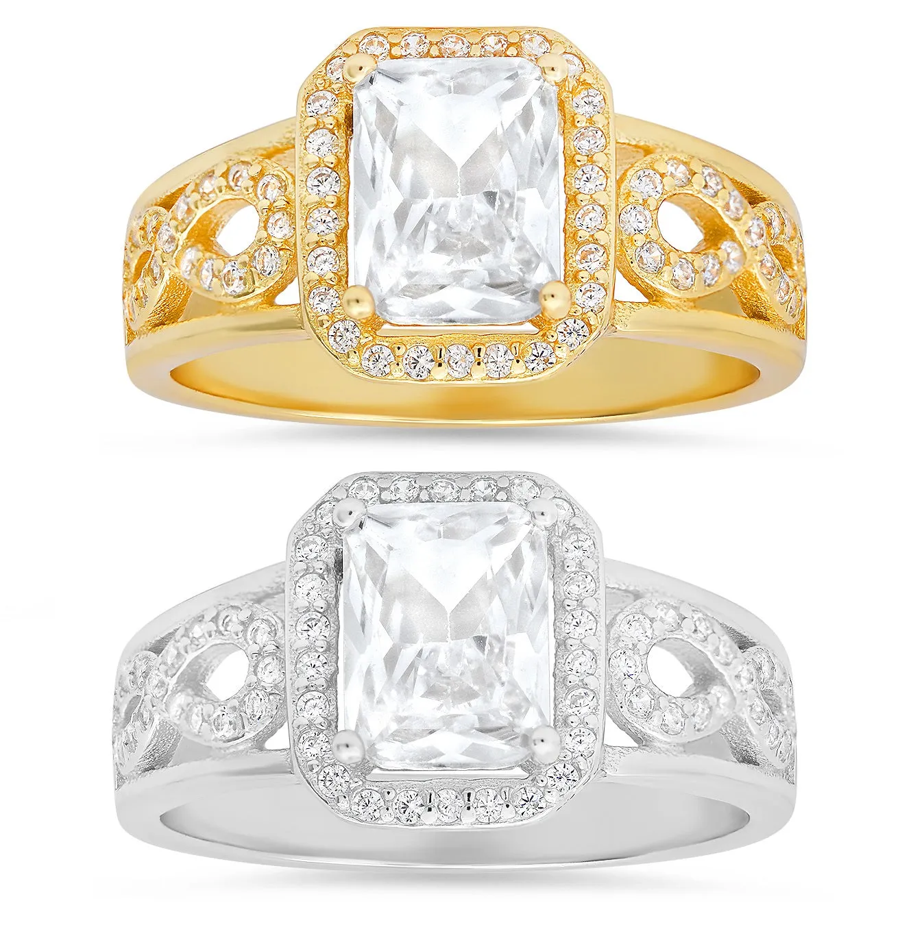 Sterling Silver Infinity Emerald-cut Diamond CZ Ring sold by Charming Charlie