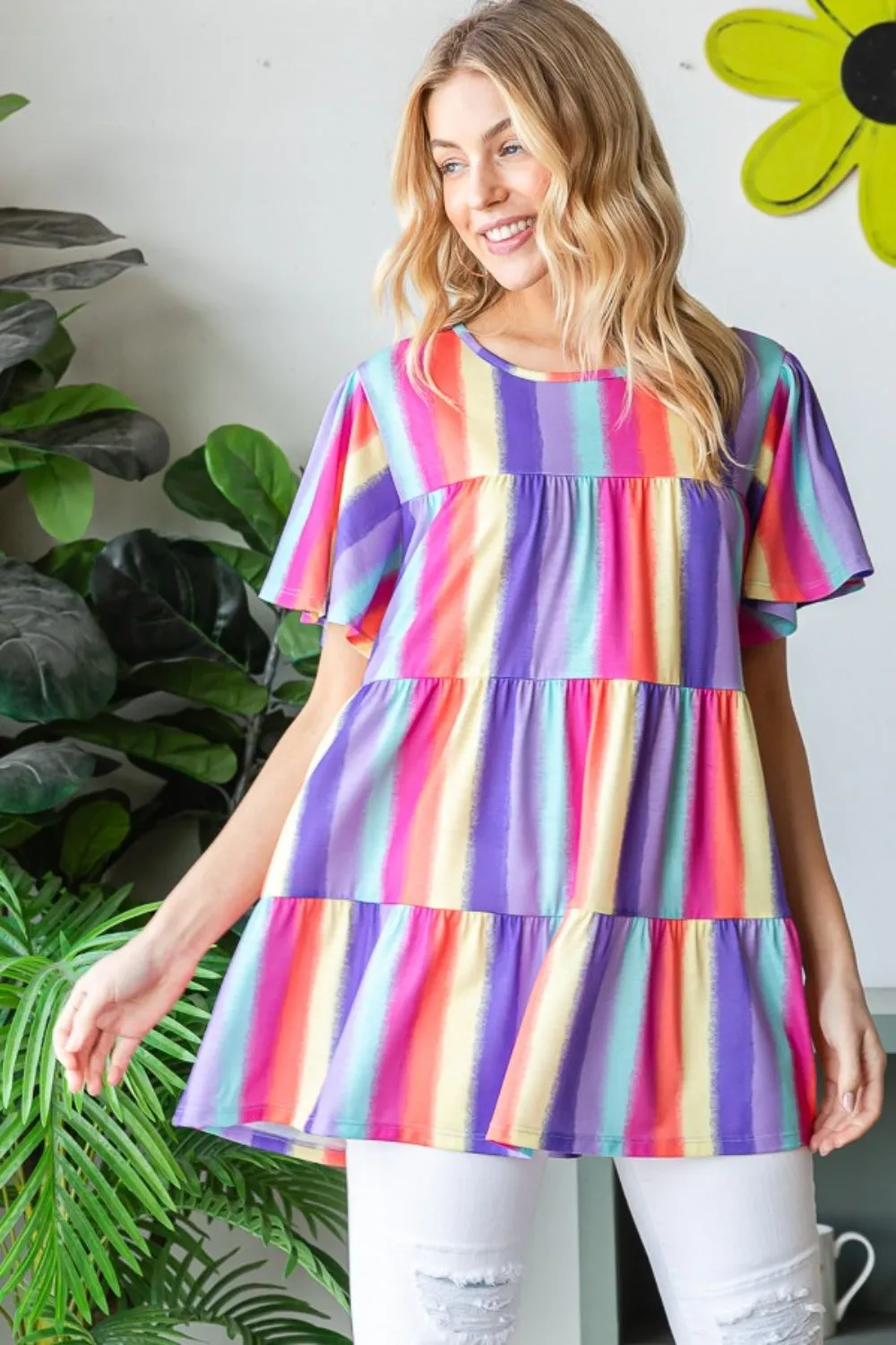 Heimish Full Size Short Sleeve Striped Tiered Top sold by Charming Charlie product image thumbnail 4