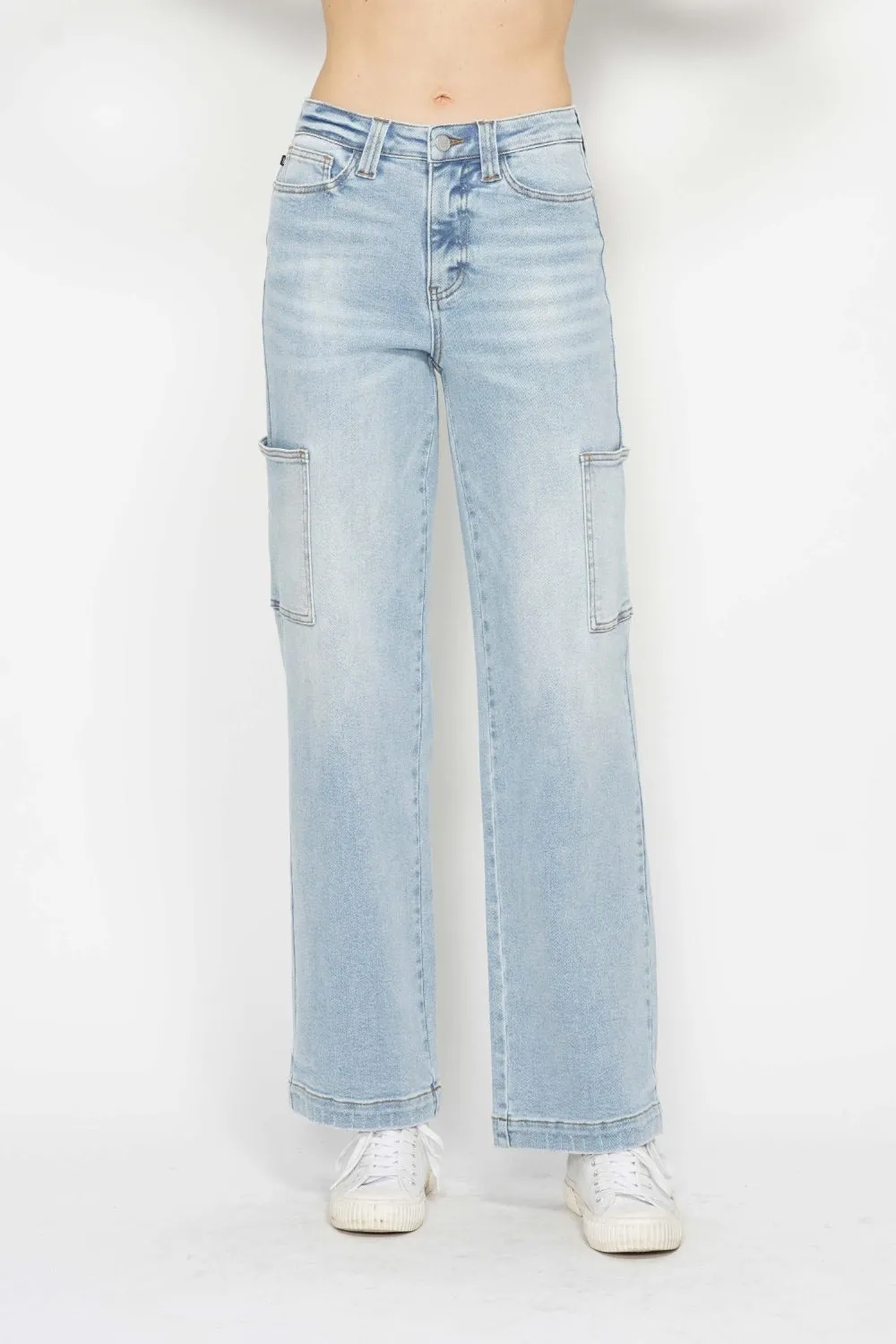 Judy Blue Full Size High Waist Straight Cargo Jeans sold by Charming Charlie