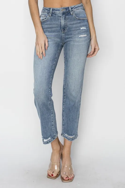 RISEN Full Size High Waist Distressed Cropped Jeans sold by Charming Charlie