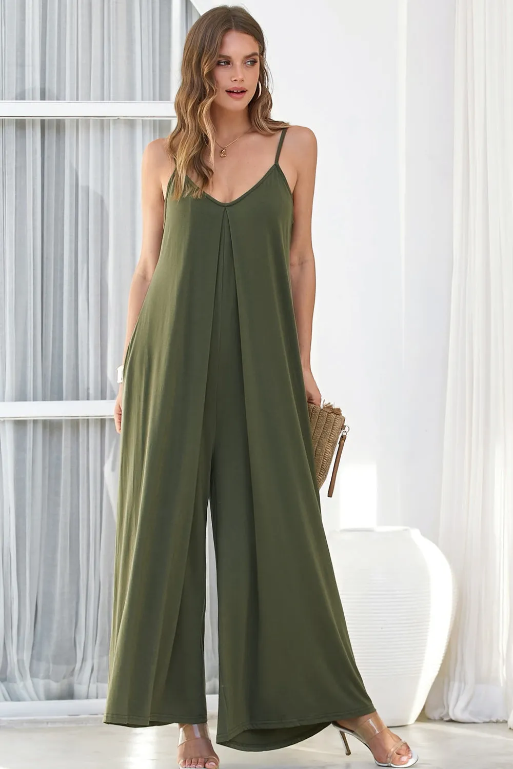 V-Neck Spaghetti Strap Jumpsuit sold by Charming Charlie product image thumbnail 4
