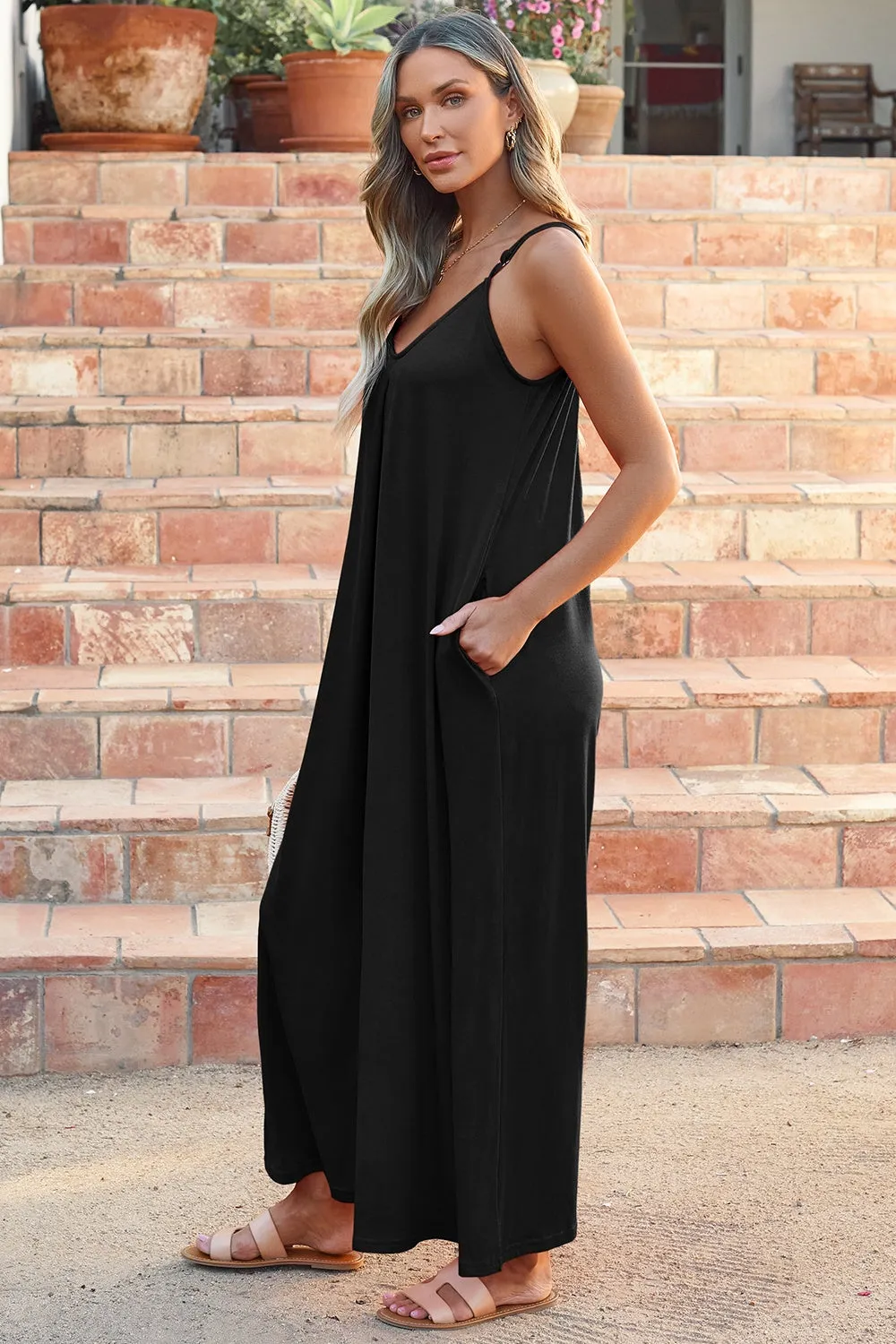 V-Neck Spaghetti Strap Jumpsuit sold by Charming Charlie product image thumbnail 2