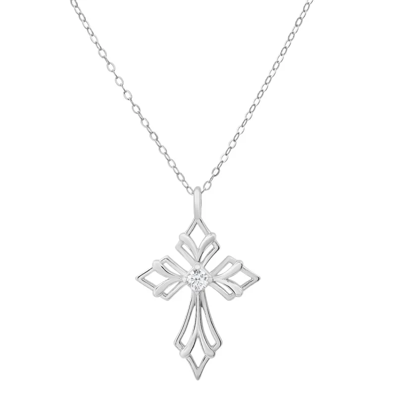 Sterling Silver Art Deco Cross Pendant Necklace sold by Charming Charlie