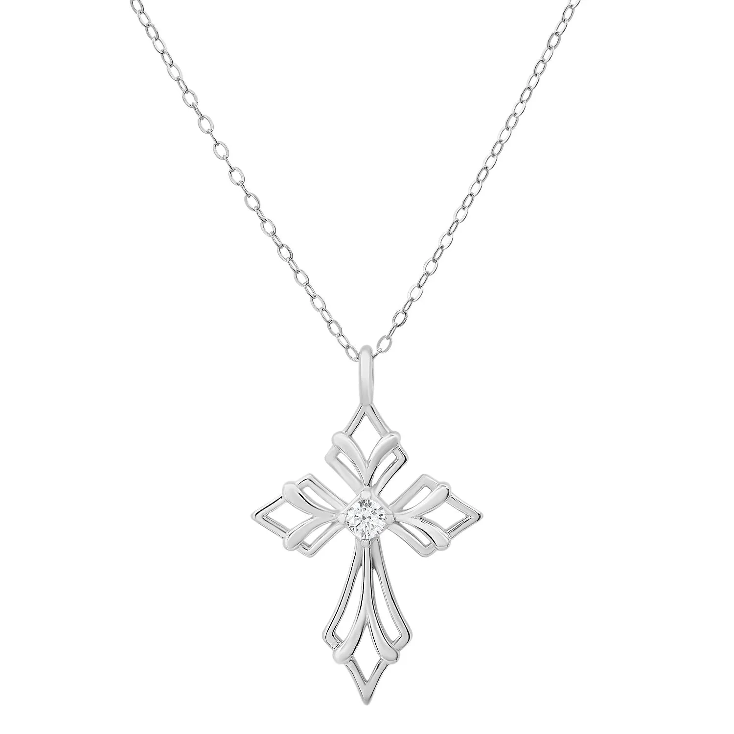 Sterling Silver Art Deco Cross Pendant Necklace sold by Charming Charlie