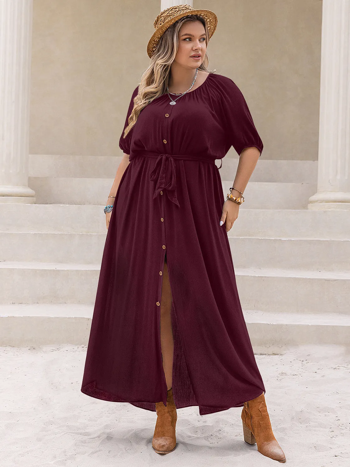 Plus Size Round Neck Half Sleeve Dress sold by Charming Charlie