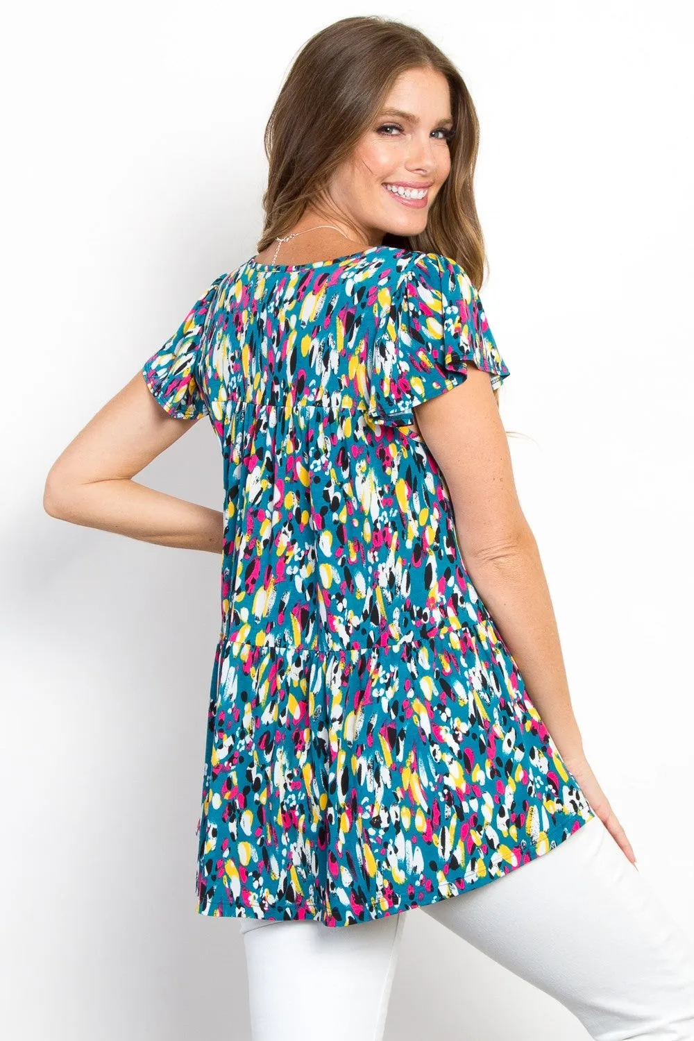 Be Stage Printed Ruffle Sleeve Top sold by Charming Charlie product image thumbnail 2