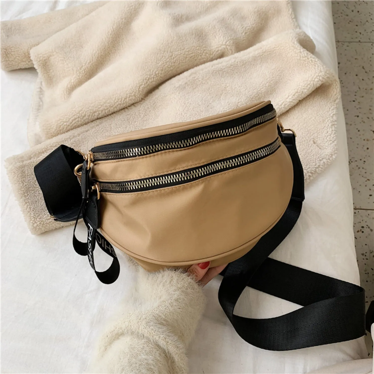 Double Zip Nylon Crossbody Bag sold by Charming Charlie