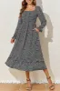 Printed Square Neck Long Sleeve Midi Dress sold by Charming Charlie