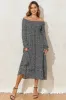 Printed Square Neck Long Sleeve Midi Dress sold by Charming Charlie