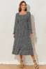 Printed Square Neck Long Sleeve Midi Dress sold by Charming Charlie