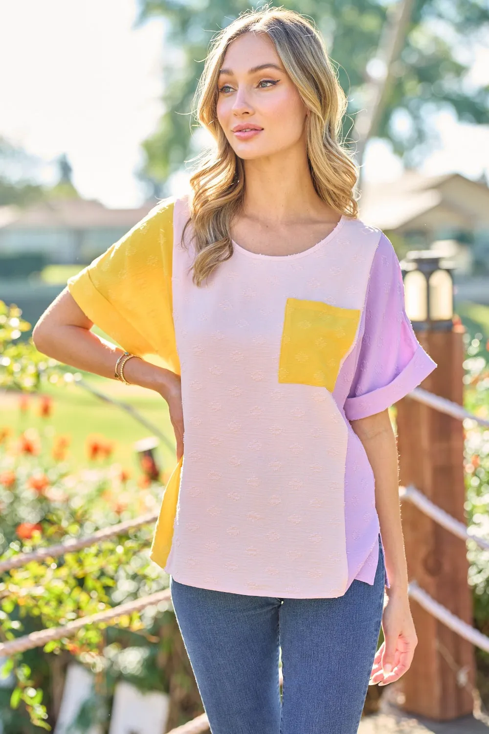 Hailey & Co Full Size Color Block Short Sleeve Top sold by Charming Charlie product image thumbnail 4