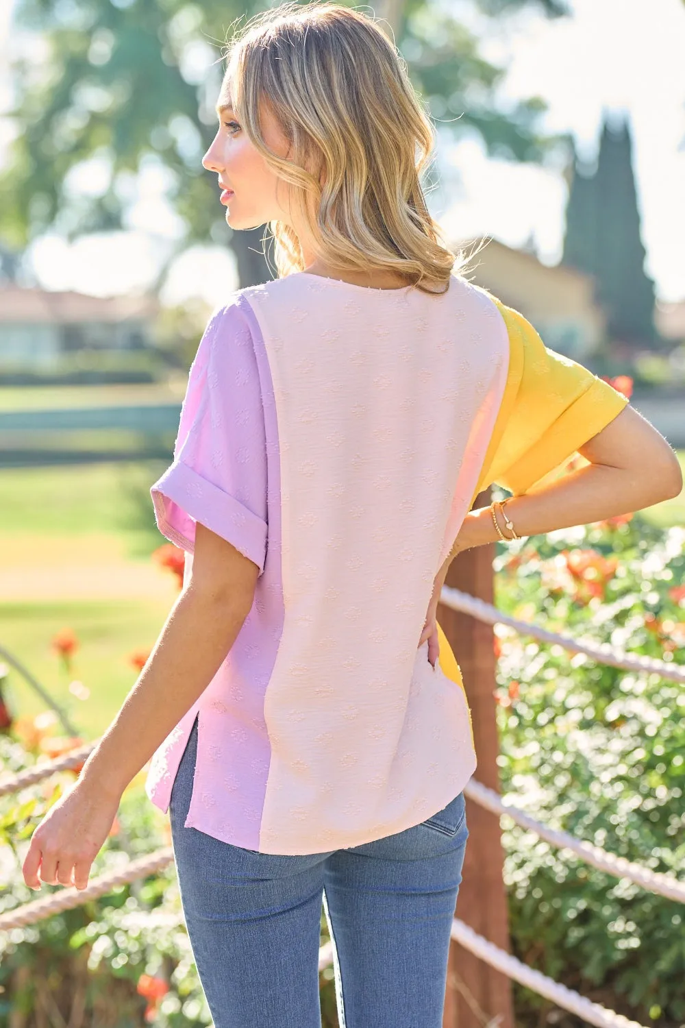 Hailey & Co Full Size Color Block Short Sleeve Top sold by Charming Charlie product image thumbnail 2