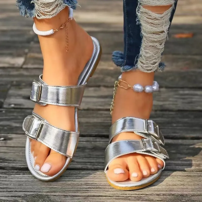 Open Toe Double Buckle Sandals sold by Charming Charlie