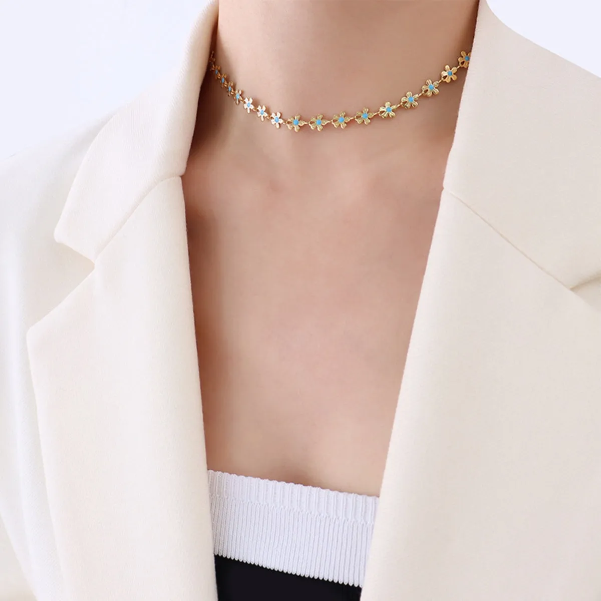 Titanium Steel Drip Oil Flower Necklace sold by Charming Charlie product image thumbnail 4