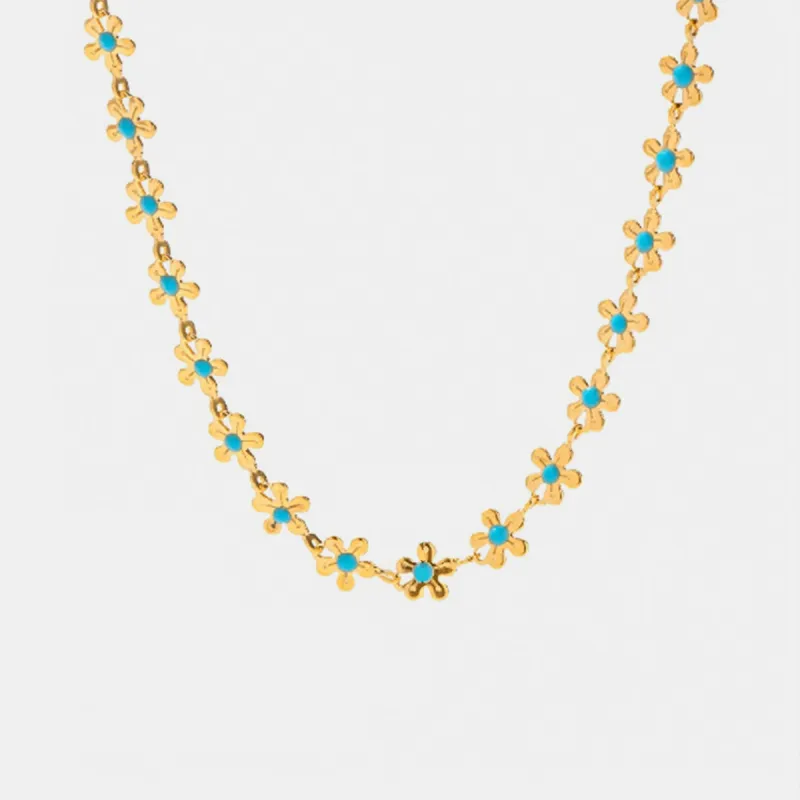 Titanium Steel Drip Oil Flower Necklace sold by Charming Charlie