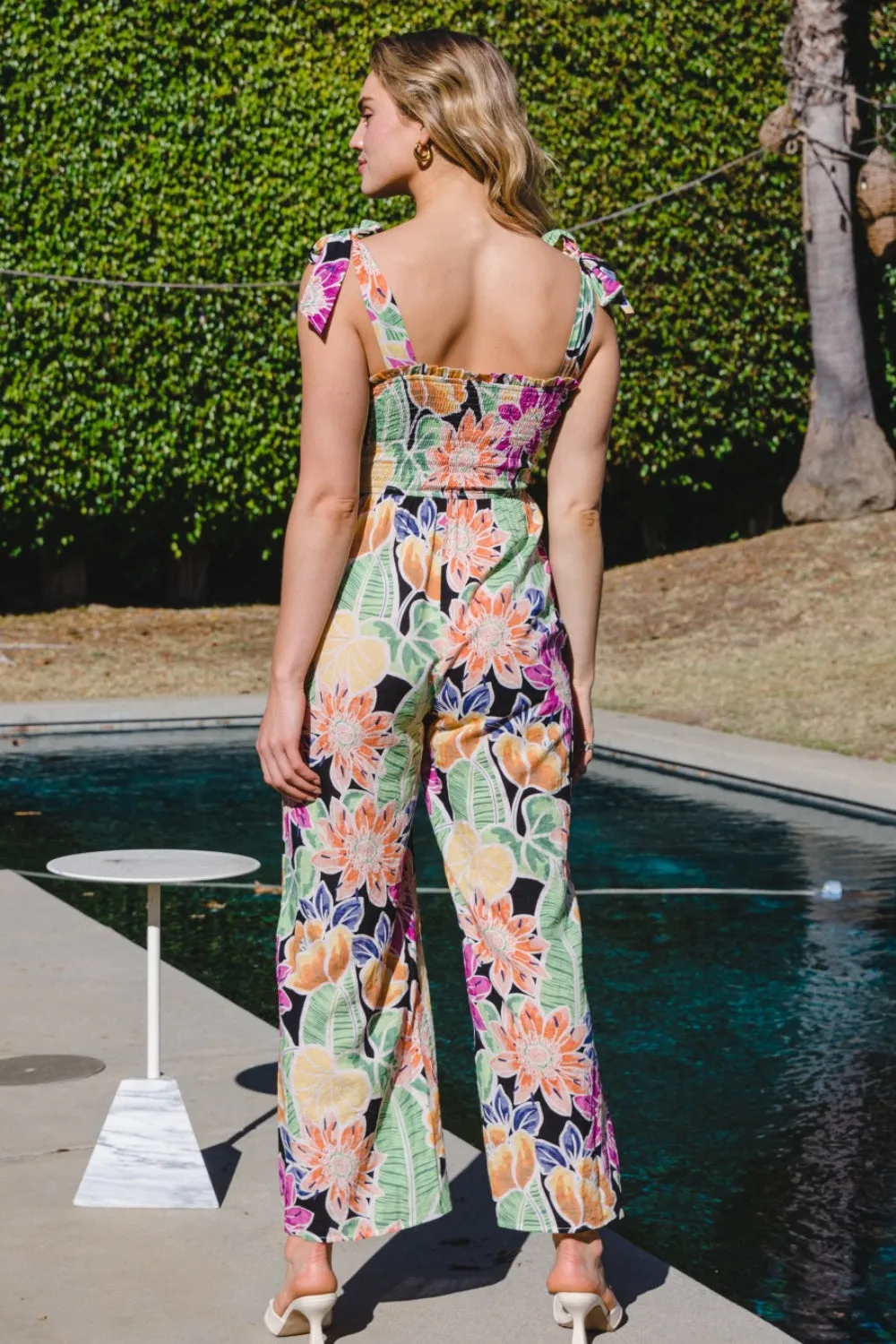 ODDI Full Size Floral Sleeveless Wide Leg Jumpsuit sold by Charming Charlie product image thumbnail 2