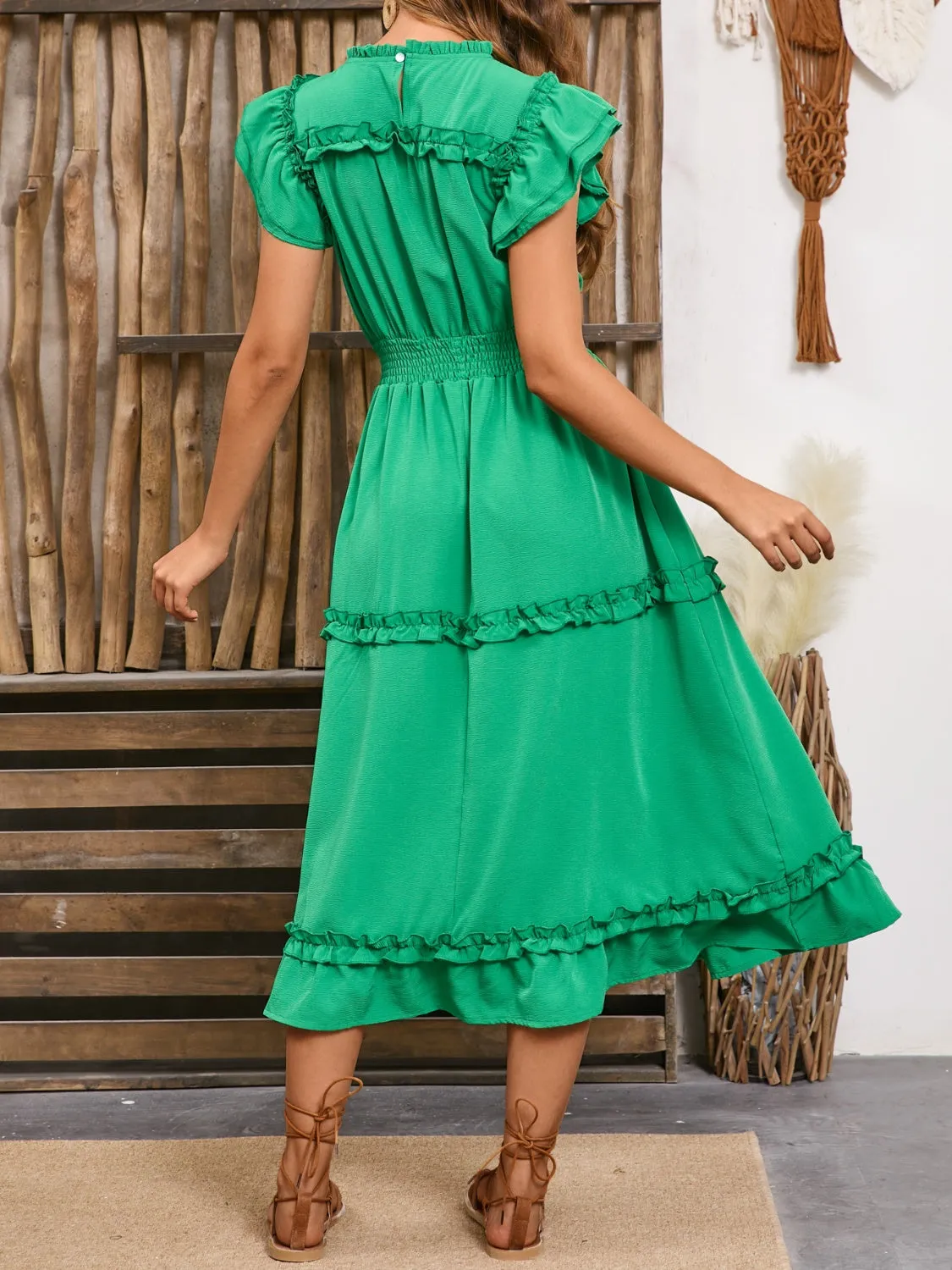 Frill Round Neck Cap Sleeve Midi Dress sold by Charming Charlie product image thumbnail 2