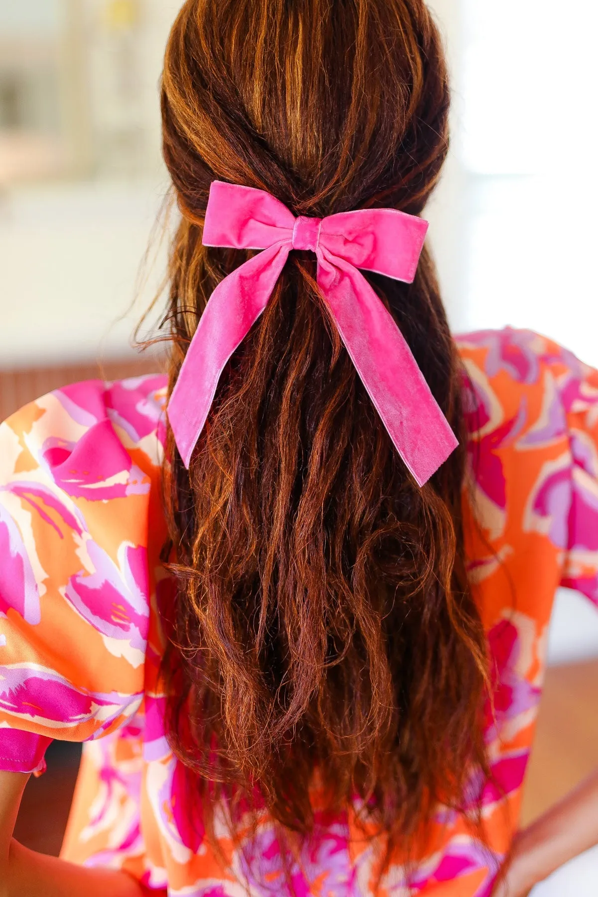 Electric Pink Velvet Barrette Clip Bow sold by Charming Charlie product image thumbnail 4