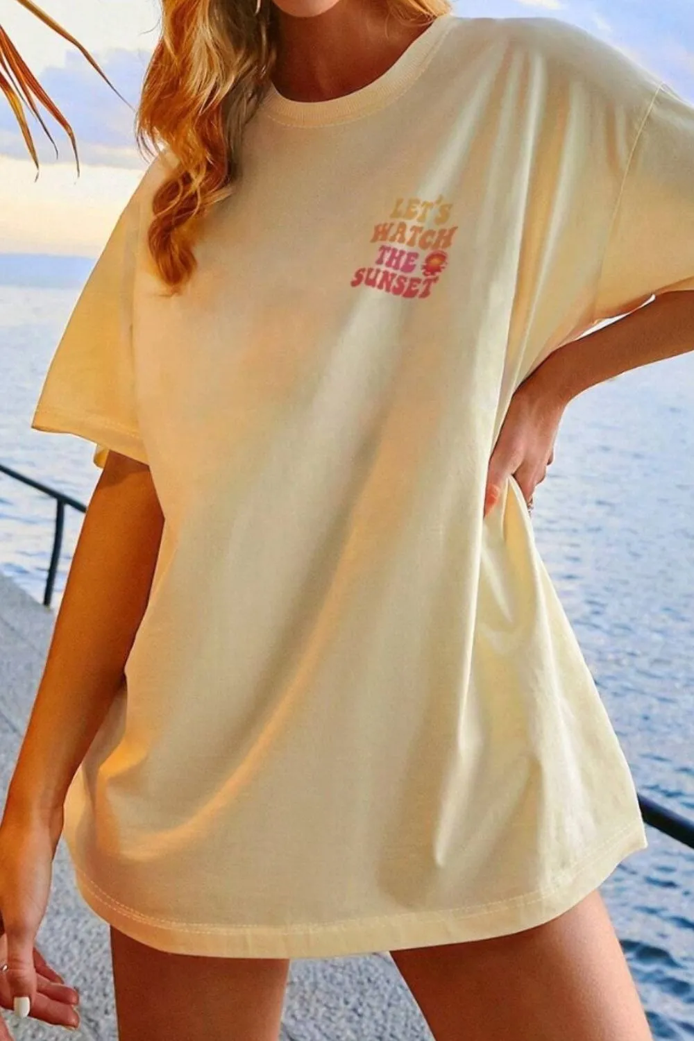 LET'S WATCH THE SUNSET Round Neck T-Shirt sold by Charming Charlie product image thumbnail 2
