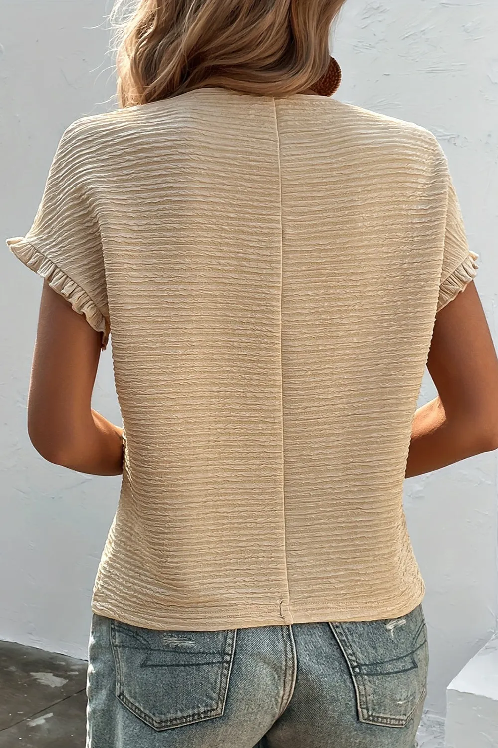 Frill Round Neck Short Sleeve Blouse sold by Charming Charlie product image thumbnail 4