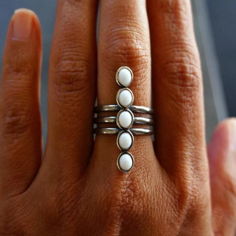 Alloy Inlaid Natural Stone Three-Layered Ring sold by Charming Charlie