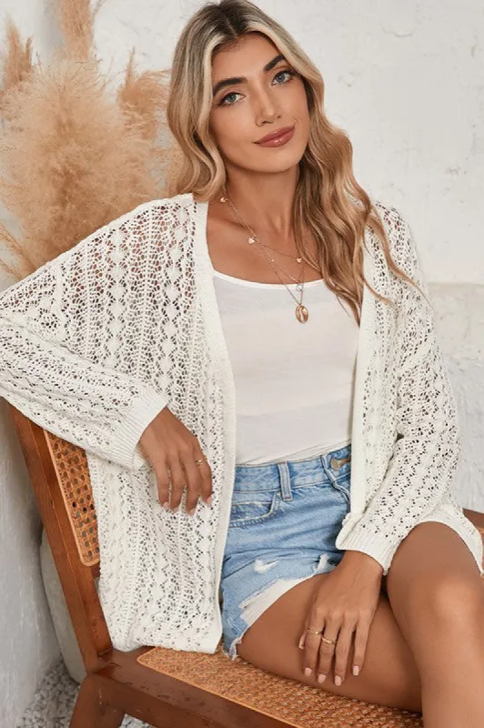 Out Crochet Knit Drop Shoulder Open Front Cardigan sold by Charming Charlie