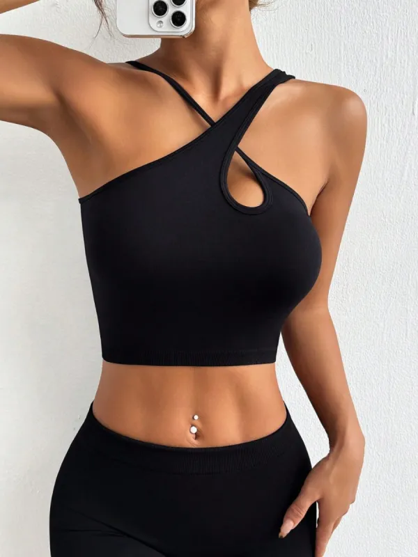 Crisscross Cutout Crop Active Tank sold by Charming Charlie