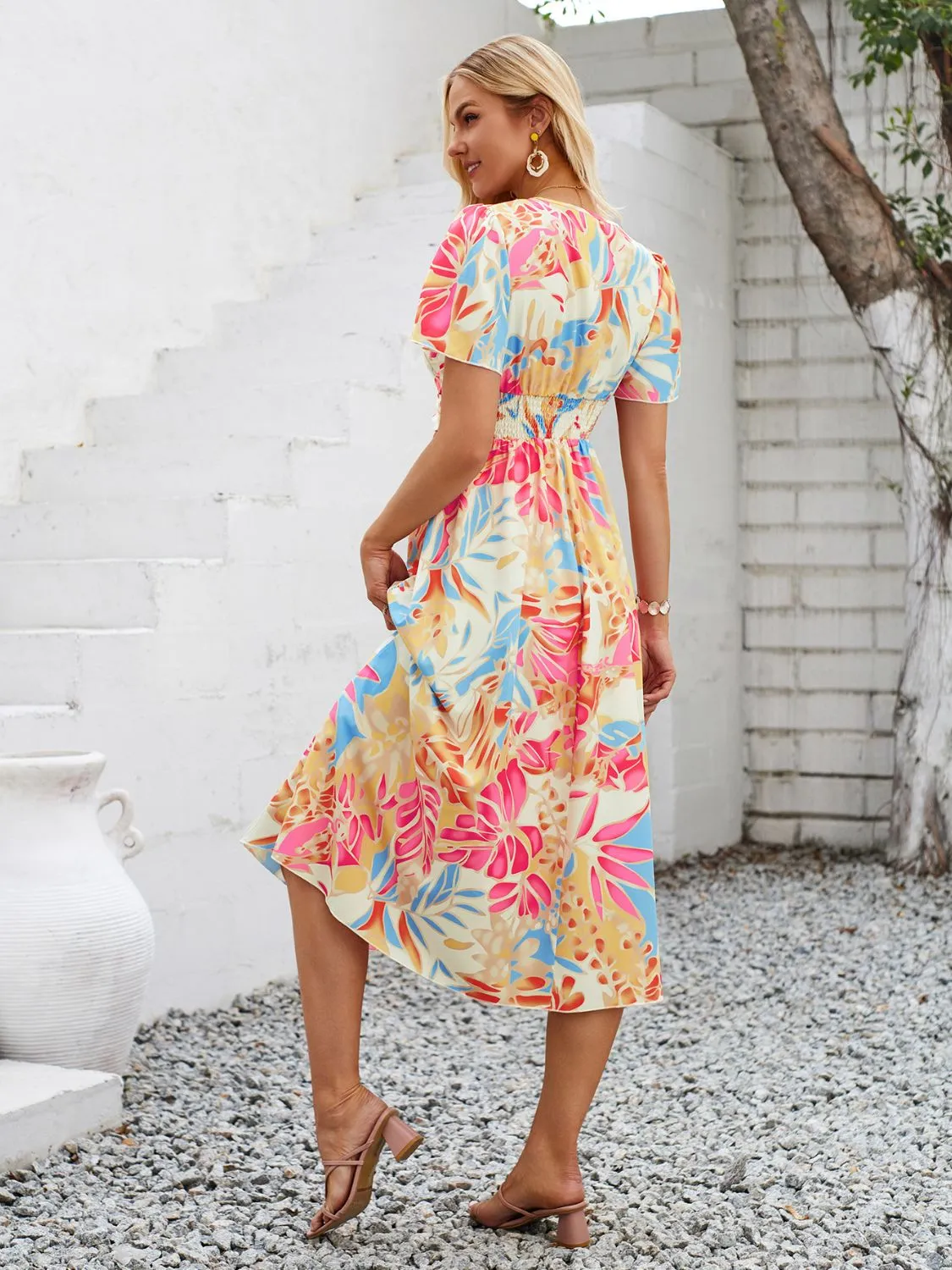 Printed V-Neck Short Sleeve Midi Dress sold by Charming Charlie product image thumbnail 2