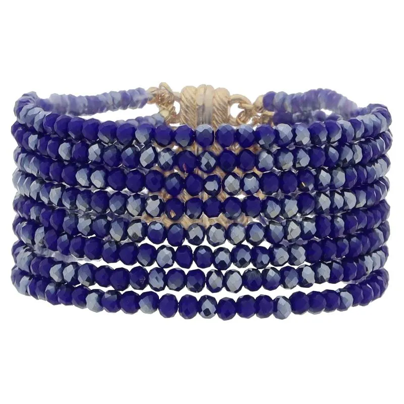 8 Strand Mini Metallic Royal Blue Faceted Beaded with Magnetic Closure Bracelet, 1.25" Pendant sold by Charming Charlie